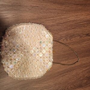 Elegant Cream Beaded Women's Bag